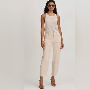 NWT PAIGE Alexis Barrel Cargo Jeans Beige High-Waisted Trousers